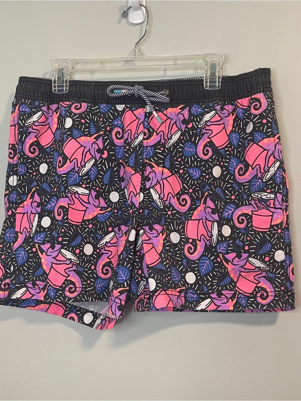 Party Pants Men's Black Hybrid Shorts with Pink & Purple Graphic Print